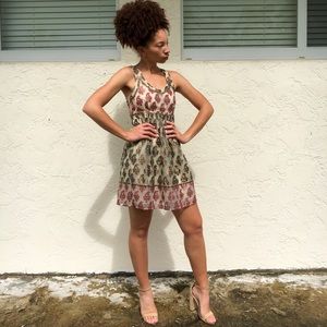 Free People Green & Gold Dress